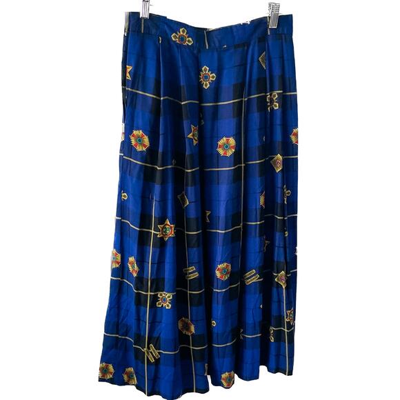 Vintage Pleated Atlantic Star Plaid Luxe Print Midi Skirt size S/M 6/8 small - Picture 5 of 8